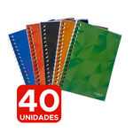 Kit 40 Caderneta Capa Flexível 1/8 Pequena Espiral 48 Folhas em Atacado Para Personalização