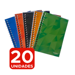 Kit 20 Caderneta Capa Flexível 1/8 Pequena Espiral 48 Folhas Para Anotação Faculdade