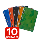 Kit 10 Caderneta Capa Flexível 1/8 Pequena Espiral 48 Folhas em Atacado