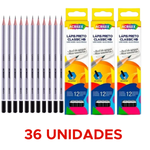 Kit 36 Lápis Grafite Classic HB Preto Acrilex Material Escolar Resistente Alta Qualidade