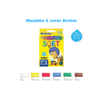 Kit com 12 Pacotes De Massinhas de Modelar Acrilex Soft 6 Cores Infantil Atóxica