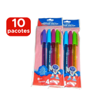 Kit 10 Pacotes Caneta Tristar Color 1.0mm 4 Cores Revenda Escolar