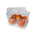 Organizador Quadrado 1,4L Com Tampa Tela Multiuso Geladeira Cozinha Dispensa Elegante