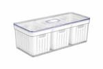 Organizador Elegante Retangular Com 3 Cestas 6,8 Tampa Cesto Multiuso Geladeira Dispensa Cozinha