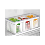 Organizador Elegante Retangular Com 3 Cestas 6,8 Tampa Cesto Multiuso Geladeira Dispensa Cozinha