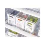 Organizador Elegante Retangular Com 3 Cestas 6,8 Tampa Cesto Multiuso Geladeira Dispensa Cozinha