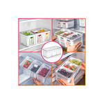 Organizador Elegante Retangular Com 3 Cestas 6,8 Tampa Cesto Multiuso Geladeira Dispensa Cozinha
