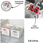 Organizador Retangular 3,8L Com Tampa Para Geladeira