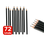 Kit Com 72 Lápis Grafite HB Sextavado Preto Sem Borracha Onda