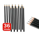Kit Com 36 Lápis Grafite HB Sextavado Preto Sem Borracha Para Revenda Escola Faculdade