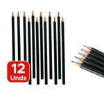 Kit Com 12 Lápis Grafite HB Sextavado Preto Sem Borracha Onda 