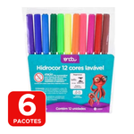 Kit Com 6 Pacotes De Canetinhas Com 12 Cores Hidrográfica Não Mancha Para Lembrancinhas e Revenda