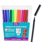 Kit 16 Pacotes De Canetinhas Com 12 Cores Hidrográfica Não Mancha Para Lembrancinhas e Revenda