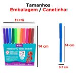 Kit 12 Pacotes De Canetinhas Com 12 Cores Hidrográfica Não Mancha Para Lembrancinhas e Revenda
