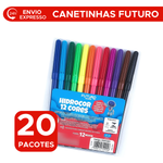 Kit 20 Pacotes De Canetinhas Com 12 Cores Hidrográfica Para Lembrancinhas e Revenda Futuro