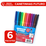 Kit Com 6 Pacotes De Canetinhas Com 12 Cores Hidrográfica Para Lembrancinhas