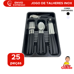 Jogo De Talheres Inox Faqueiro Porta Talher Com 25 Peças De Plástico Inox Conjunto Faqueiro Com Porta Garfos Facas 