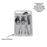 Jogo De Talheres Inox Faqueiro Porta Talher Com 25 Peças De Plástico Inox Conjunto Faqueiro Com Porta Garfos Facas 