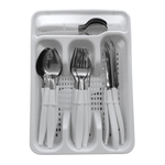 Jogo De Talheres Inox Faqueiro Porta Talher Com 25 Peças De Plástico Inox Conjunto Faqueiro Com Porta Garfos Facas 