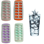 Kit 4 Formas de Gelo Sortido 12 Cubos Fundo em Silicone Fácil de Desenformar