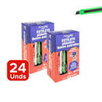 Kit Com 24 Estiletes Pequeno 9mm Retrátil Fino Plástico Aço Reforçado Escolar Escritório