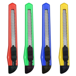 Kit 12 Estiletes Pequeno 9mm Retrátil Fino Plástico Aço Para Escola Escritório Artesanato Colorido