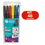 Kit 48 Canetinha Hidrocdor 6 cores Onda Para Revenda Lembrancinhas Presentes Escola