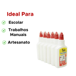 Kit Com 6 Colas Branca 40g Material Escolar Lavável Bico Dosador Para Artesanato