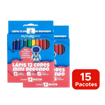 Kit Com 15 Pacotes De Mini Lapis de Cor 12 Cores Para Lembrancinhas de Festas Escolas Revenda