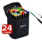Kit Com 24 Canetinhas De Ponta Dupla Conjunto De Canetas Pintura