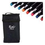 Kit Com 24 Canetinhas De Ponta Dupla Conjunto De Canetas Pintura