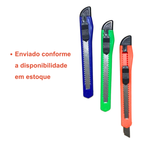 Kit Estilete Fino Estreito 9mm Com 12 Unidades Plastico Cor Sortida Para Escritório Atacado