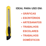 Estilete Pequeno 9mm Retrátil Fino Plástico Aço Reforçado Escolar Escritório Onda