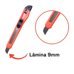 Estilete Pequeno 9mm Retrátil Fino Plástico Aço Reforçado Escolar Escritório Onda