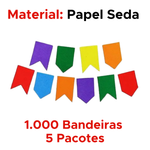 Kit 1000 Bandeirinhas Festa Junina De Papel Seda São João Caipira Colorida