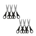 Kit 6 Tesouras Escolar Infantil Sem Ponta 13cm Cabo Preto Estojo