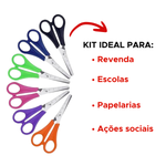 Kit Com 6 Tesouras Escolar Pequena Sem Ponta Infantil Para Estojo Cores Sortidas