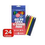 Kit 24 Caixas De Giz De Cera Fino Estojos com 6 Cores Para Lembrancinhas Festas