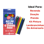 Kit 24 Caixas De Giz De Cera Fino Estojos com 6 Cores Para Lembrancinhas Festas