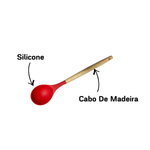 Kit 7 Peças Cozinha Utensílios Talheres De Silicone Com Cabo Madeira