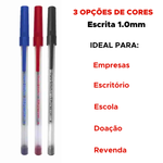 Kit 20 Canetas Esferográficas Paper Mate 1.0mm Escrita Macia Durável Azul Preta Vermelha