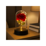 Luminária Rosa Bela Encantada 15cm LED Decorativa Quarto Sala Presente Romântico