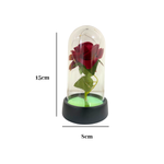 Luminária Rosa Bela Encantada 15cm LED Decorativa Quarto Sala Presente Romântico