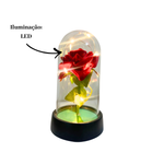 Luminária Rosa Bela Encantada 15cm LED Decorativa Quarto Sala Presente Romântico