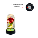 Luminária Rosa Bela Encantada 15cm LED Decorativa Quarto Sala Presente Romântico