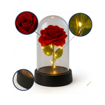 Luminária Rosa Bela Encantada 15cm LED Decorativa Quarto Sala Presente Romântico