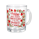 Caneca Mãe 320ml Vidro Presente Dia das Mães Xícara Para Café Chá Decorativa