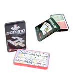 Kit Baralhos 108 Cartas + Domino Plástico Na Lata Resistente Jogo De Cartas Durável