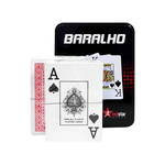 Kit Baralhos 108 Cartas + Domino Plástico Na Lata Resistente Jogo De Cartas Durável