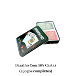 Kit Baralhos 108 Cartas + Domino Plástico Na Lata Resistente Jogo De Cartas Durável